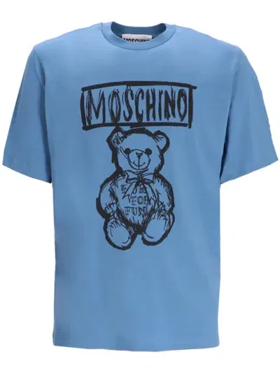 Moschino Teddy Bear Logo-print T-shirt In Blue