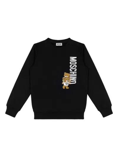 Moschino Kids' Teddy Bear Motif Sweatshirt In Black