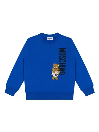 Moschino Kids' Teddy Bear Motif Sweatshirt In Blue