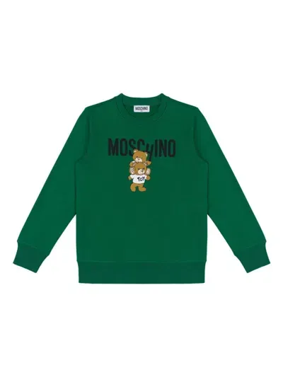 Moschino Kids' Teddy Bear Motif Sweatshirt In Green