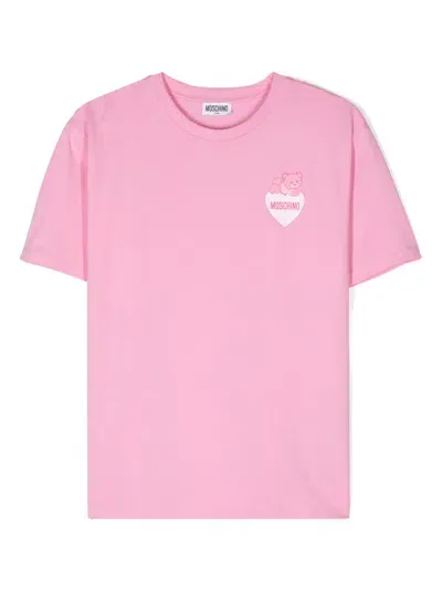 Moschino Kids' Teddy Bear-motif T-shirt In Pink