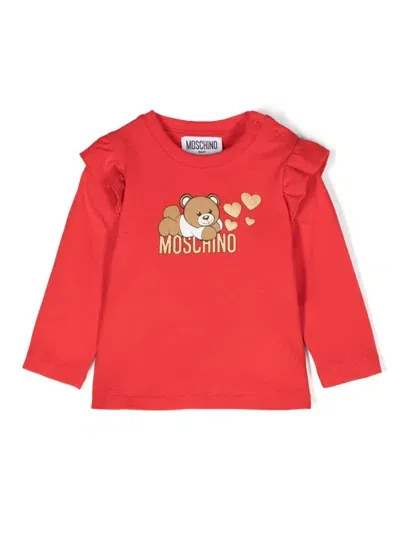 Moschino Babies' Teddy Bear-motif T-shirt In Red