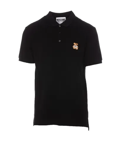 Moschino Teddy Bear Polo In Nero