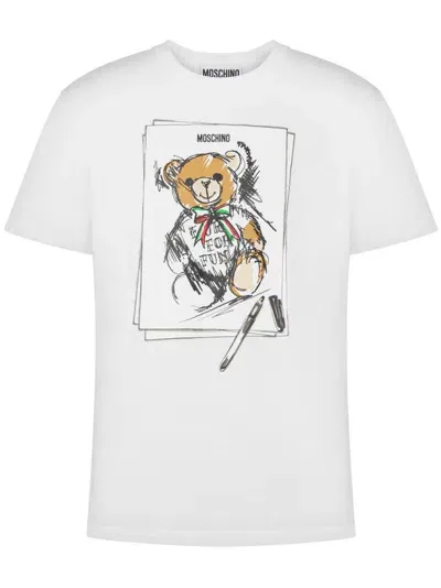 Moschino Teddy Bear-print Cotton T-shirt In White