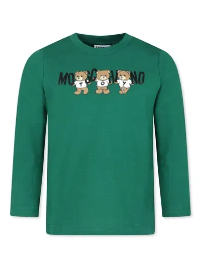 Moschino Teddy Bear-print Cotton T-shirt In 绿色