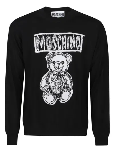 Moschino Teddy Bear Sweater In Black