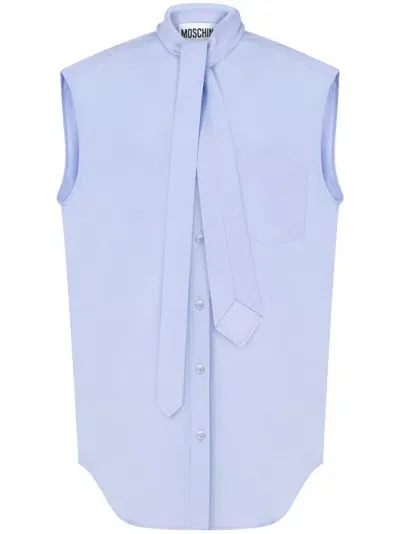 Moschino Tie Neck Shirt In Blue