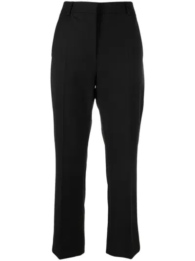 Moschino Virgin Wool-blend Cropped Trousers In Black