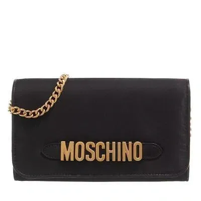 Pre-owned Moschino Wallet Fantasy Print Black Black Neu & Ovp 1319080 In Schwarz