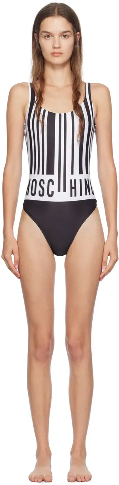 Moschino Barcode-print Swimsuit In White