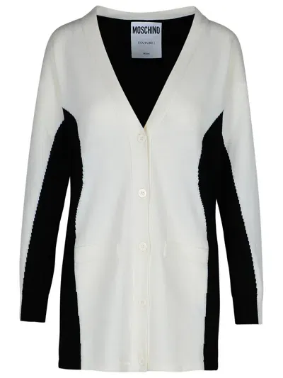 Moschino White Virgin Wool Cardigan