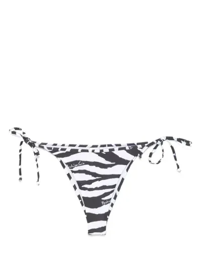 Moschino Zebra-print Bikini Bottoms In Black