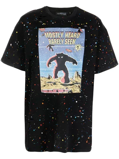 Mostly Heard Rarely Seen Graphic-print Paint T-shirt In Black