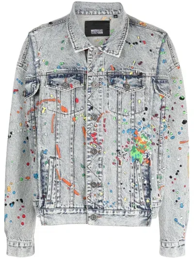 Mostly Heard Rarely Seen Paint-embroidered Denim Jacket In Blue