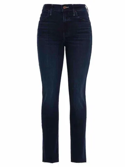 Mother Button Detailed Straight Leg Jeans In Blu