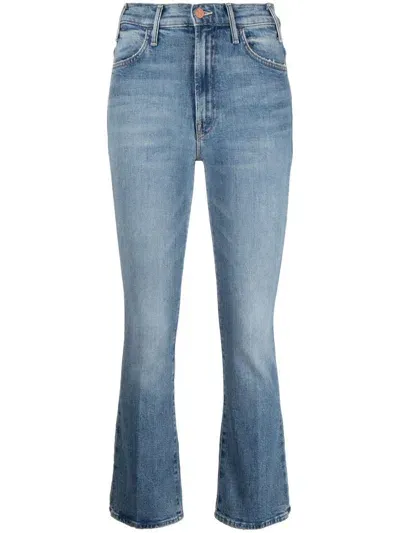 Mother Cropped High-waisted Jeans In Blue