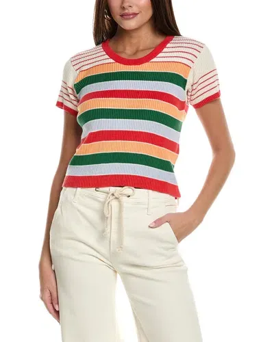 Mother The Itty Bitty Scoop Neck Top In Rainbow Multi Stripe