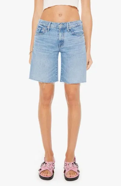 Mother The Low Down Undercover Frayed Denim Shorts In Material Girl In Blue