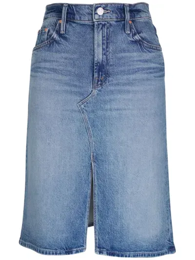 Mother High-rise Denim Midi Skirt In Blue