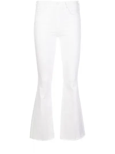 Mother The Tomcat Roller Distressed High-rise Flared Jeans In White