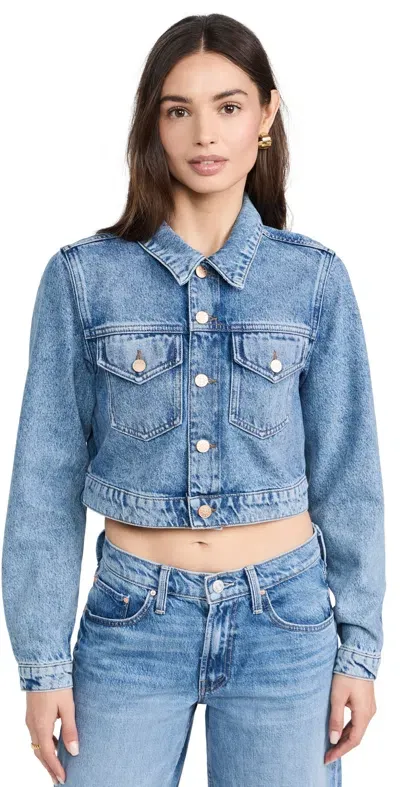 Mother The Sugar Cone Skimp Cropped Denim Jacket In Multi