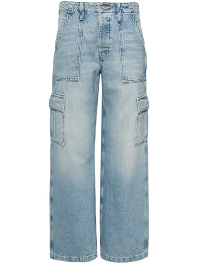 Mother Spinner Cargo Jeans In Blue