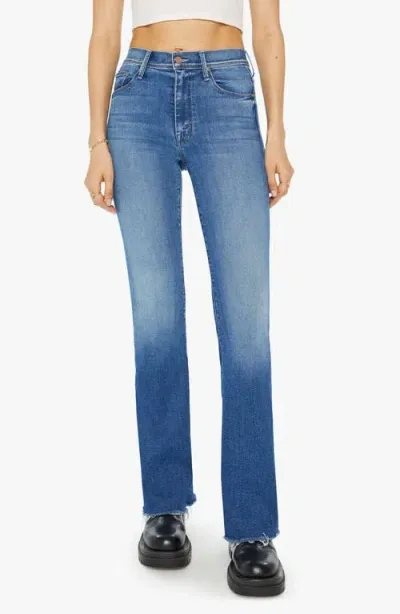 Mother The Cruiser Sneak High Waist Frayed Wide Leg Jeans In Blue