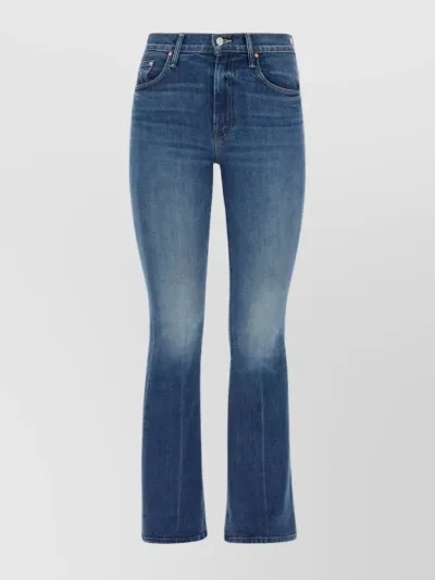 Mother Cotton Blend Denim Flared Jeans In Blue