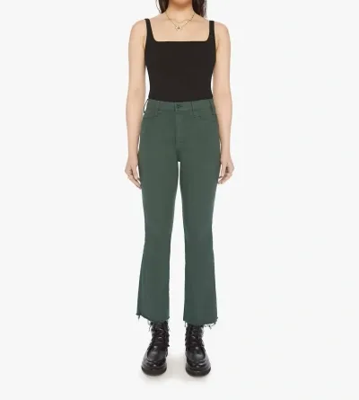 Mother The Hustler Ankle Fray Forest Denim In Green