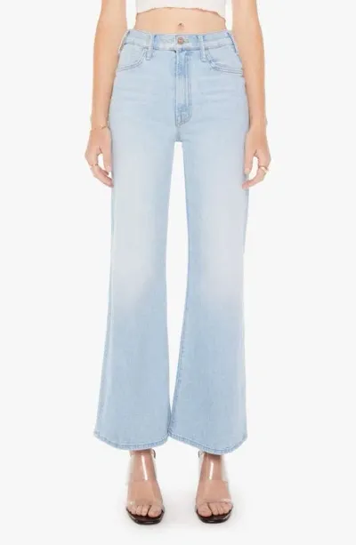 Mother The Hustler Roller Flood High Rise Ankle Flare Jeans In Cherie Cherie In Blue