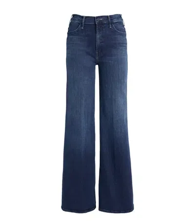 Mother The Hustler Roller Sneak Wide-leg Jeans In Navy