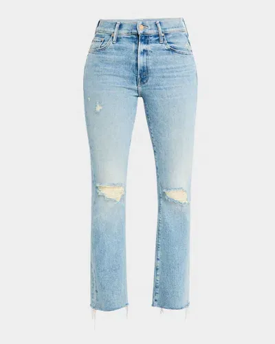 Mother The Insider Crop Step Fray Jeans In Peak A Boo