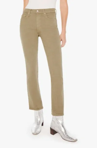 Mother The Insider Hover High Rise Straight Jeans In Beige