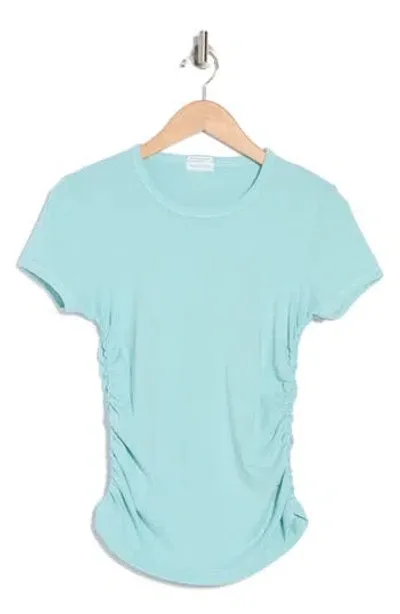 Mother The It's A Cinch Side Ruched Tee In Eggshell Blue