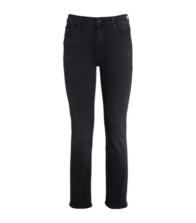 Mother The Lil' Hustler Ankle-fray Flared Jeans In Black