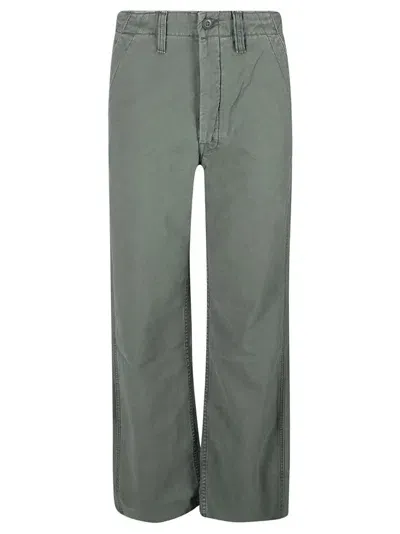 Mother The Major Sneak Fray Trousers In Verde