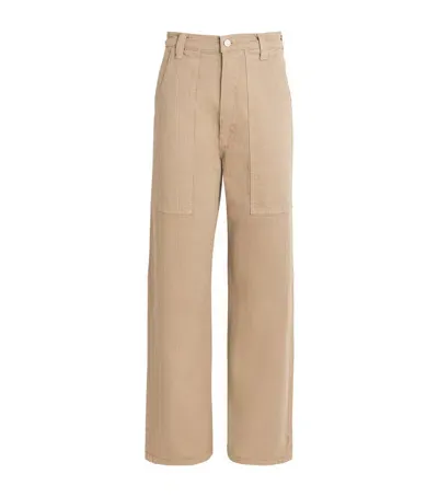 Mother The Quartet Breaker Skimp Straight-leg Jeans In Beige