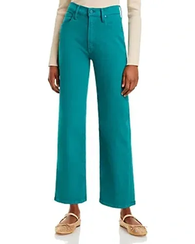 Mother The Rambler High Rise Ankle Straight Jeans In Teal Green