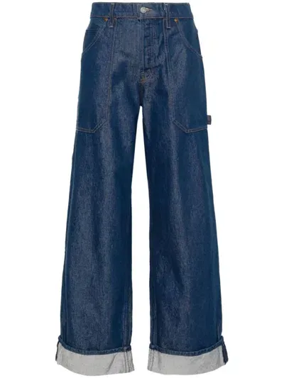 Mother The Smoothie Carpenter Sneak Low-rise Straight-leg Jeans In Blue