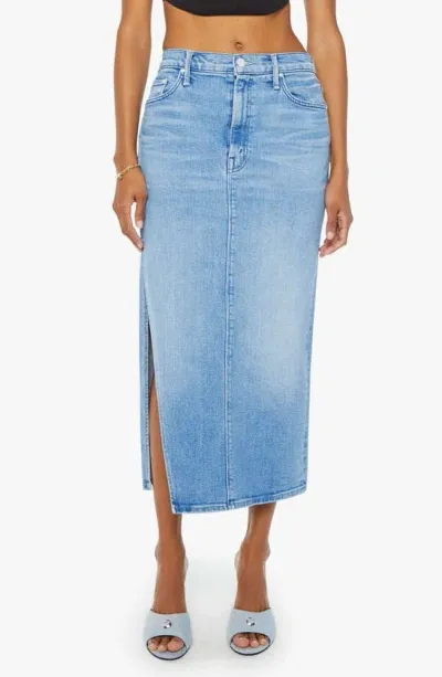 Mother The Split Second Denim Midi Skirt In Blue