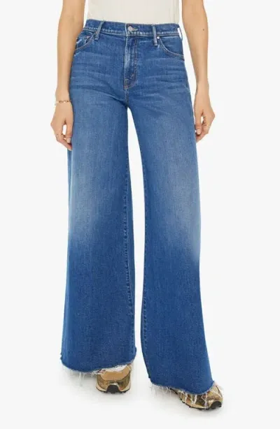 Mother The Roller Fray Frayed Mid-rise Wide-leg Jeans In Blue