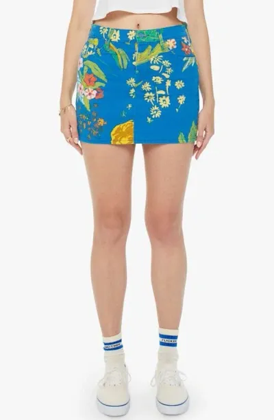 Mother The Vagabond Floral Print Denim Miniskirt In Blue