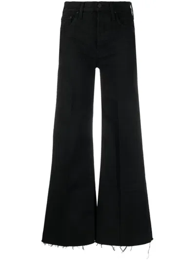 Mother The Weekender Fray Flared Jeans In Black