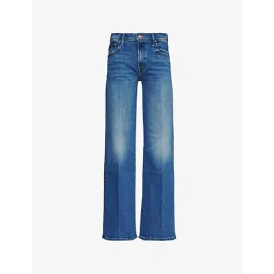 Mother Womens Different Strokes The Maven Sneak Straight-leg Mid-rise Jeans In 蓝色