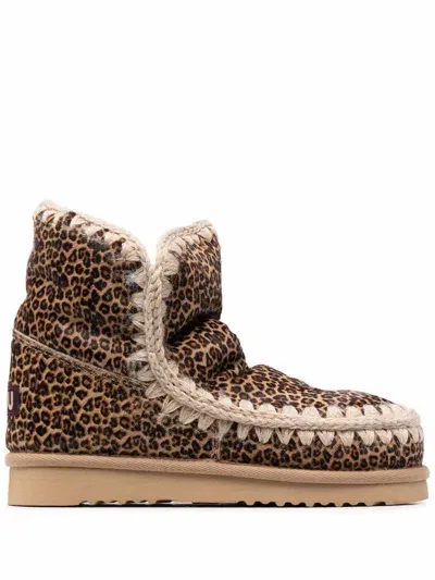 Mou Eskimo Leopard-print Boots In Brown