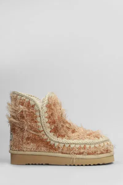 Mou Eskimo 18 Low Heels Ankle Boots In Beige