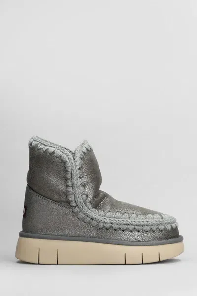 Mou Eskimo 18 Low Heels Ankle Boots In Grey