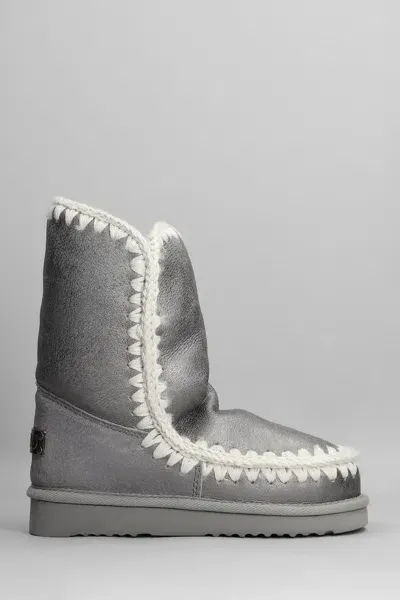 Mou Eskimo 24 Leather Boots In Grey