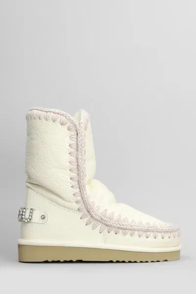 Mou Eskimo 24 Low Heels Ankle Boots In White