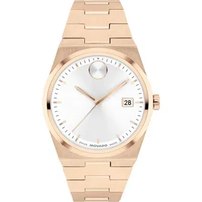 Movado Bold Quest Bracelet Watch, 35mm In White/rose Gold